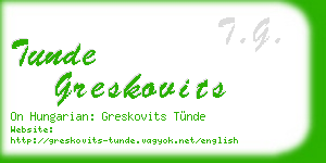 tunde greskovits business card